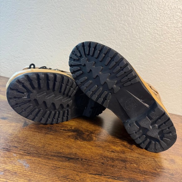 Sorel Girls 6 Caribou Black Wheat Leather Mid Calf Winter Boots LY1000-281 - Picture 5 of 7